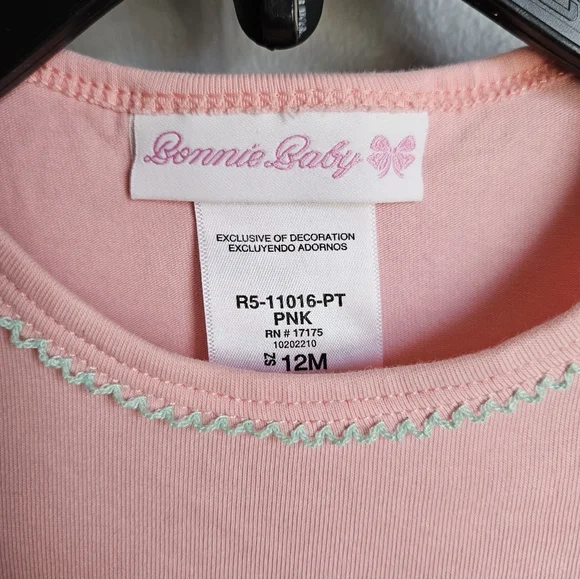 Bonnie Baby Spring Easter Pink Bunny Ruffled Top 🐰 12 Months - Picture 5 of 6